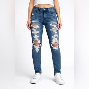American Eagle Outfitters Ripped Blue Skinny Jeans
